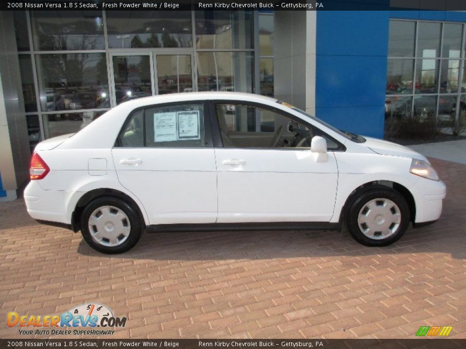 2008 Nissan Versa 1.8 S Sedan Fresh Powder White / Beige Photo #3