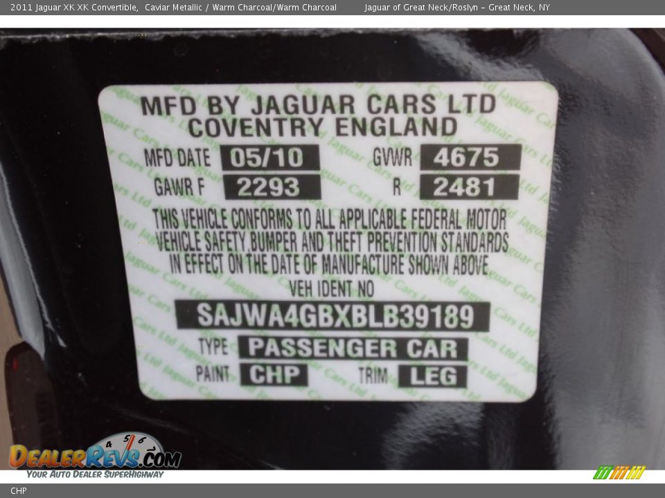 Jaguar Color Code CHP Caviar Metallic