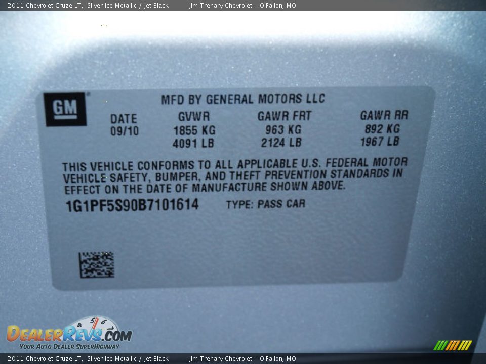 2011 Chevrolet Cruze LT Silver Ice Metallic / Jet Black Photo #17