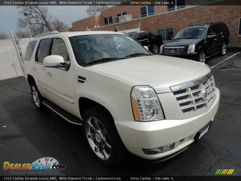 2013 Cadillac Escalade Luxury AWD White Diamond Tricoat / Cashmere/Cocoa Photo #3