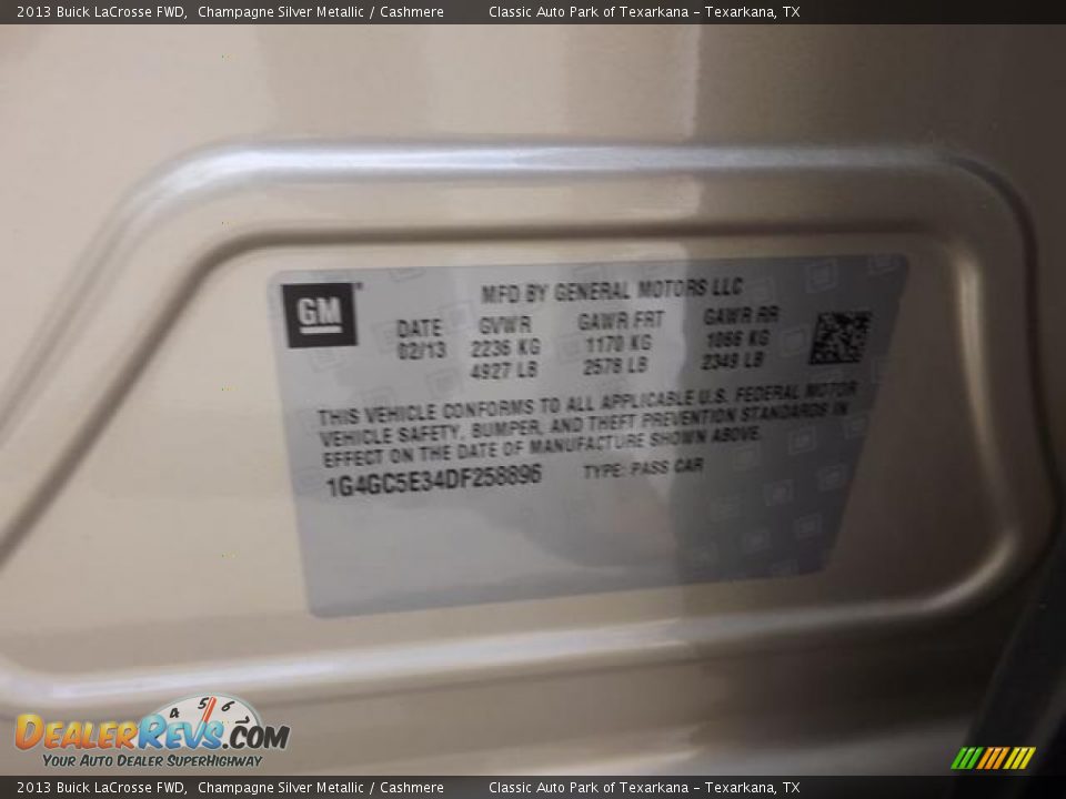2013 Buick LaCrosse FWD Champagne Silver Metallic / Cashmere Photo #31