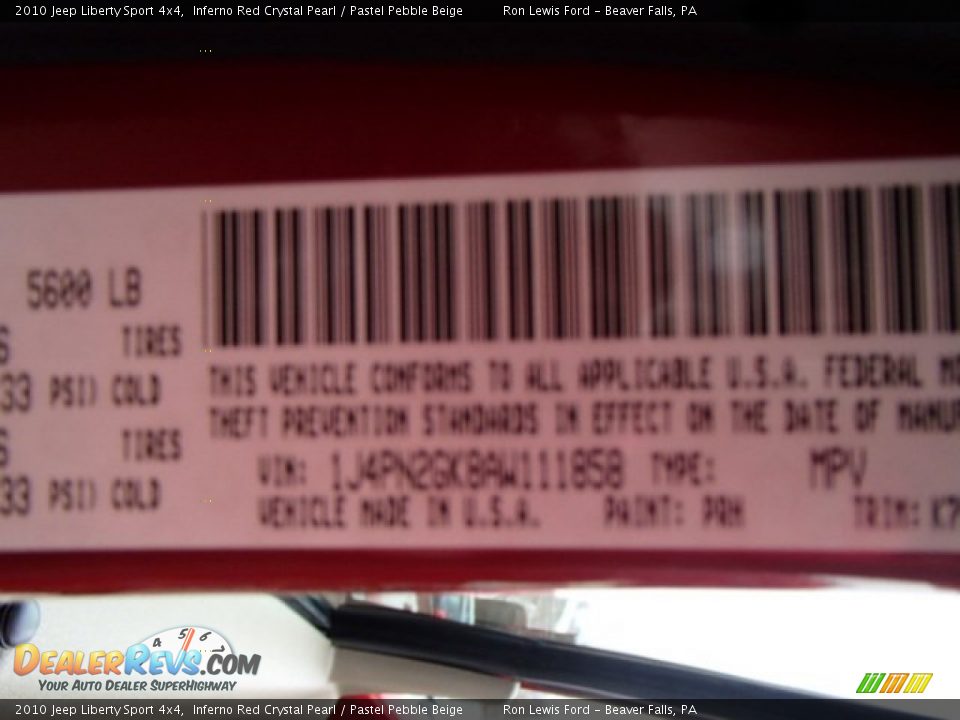 2010 Jeep Liberty Sport 4x4 Inferno Red Crystal Pearl / Pastel Pebble Beige Photo #20
