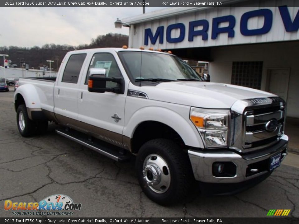 2013 Ford F350 Super Duty Lariat Crew Cab 4x4 Dually Oxford White / Adobe Photo #2