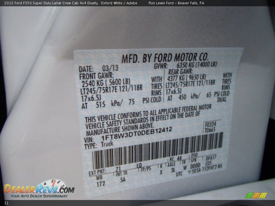 Z1 - 2013 Ford F350 Super Duty