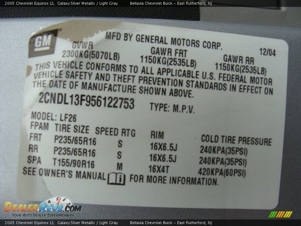 2005 Chevrolet Equinox LS Galaxy Silver Metallic / Light Gray Photo #15
