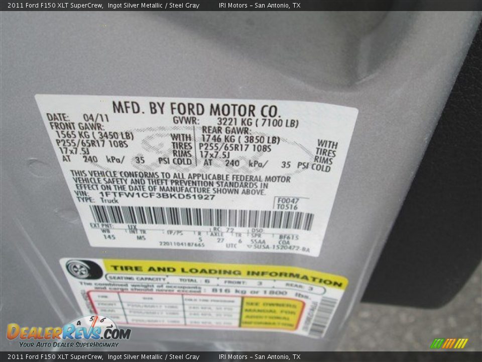 2011 Ford F150 XLT SuperCrew Ingot Silver Metallic / Steel Gray Photo #19