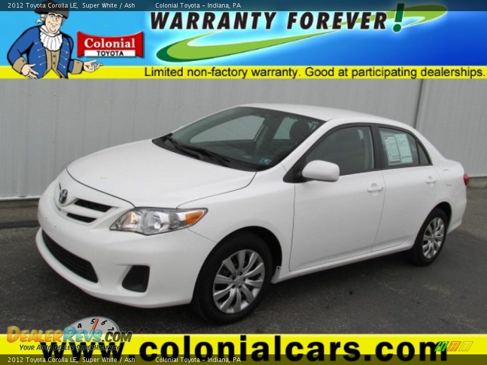 2012 Toyota Corolla LE Super White / Ash Photo #1