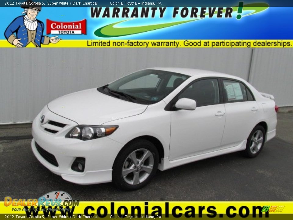 2012 Toyota Corolla S Super White / Dark Charcoal Photo #1