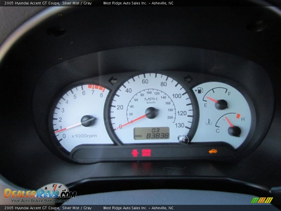 2005 Hyundai Accent GT Coupe Gauges Photo #20