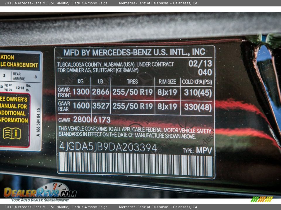 2013 Mercedes-Benz ML 350 4Matic Black / Almond Beige Photo #7