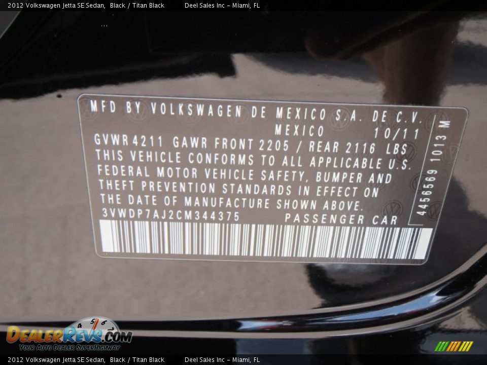 2012 Volkswagen Jetta SE Sedan Black / Titan Black Photo #14