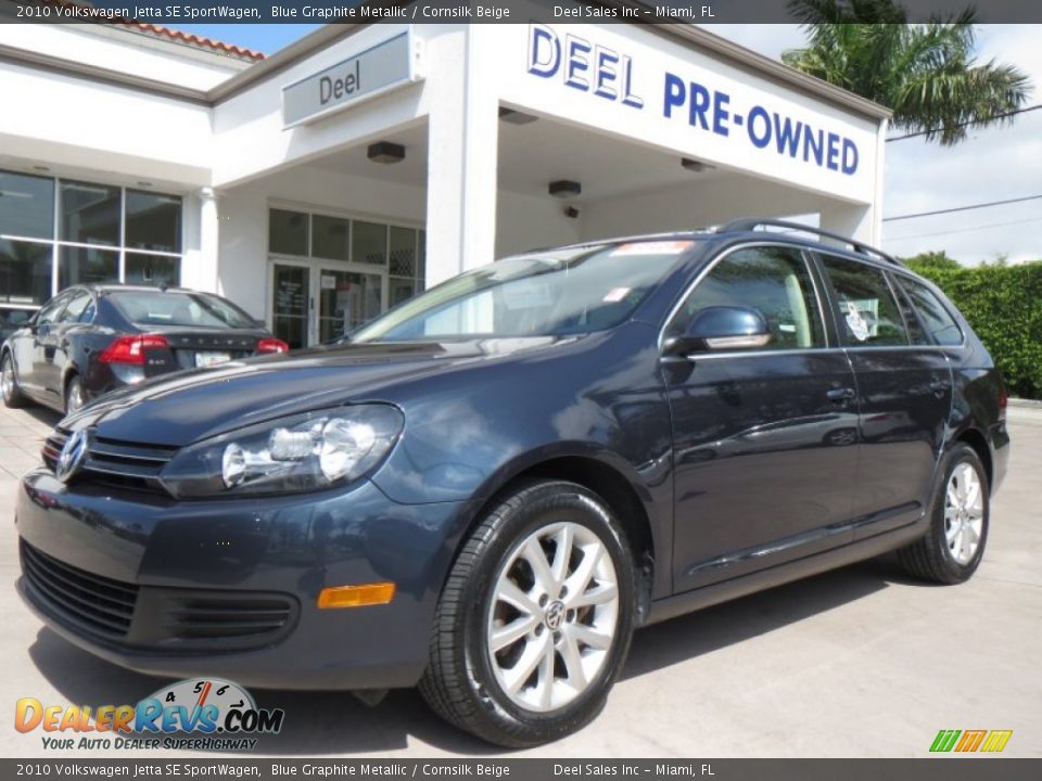 2010 Volkswagen Jetta SE SportWagen Blue Graphite Metallic / Cornsilk Beige Photo #1