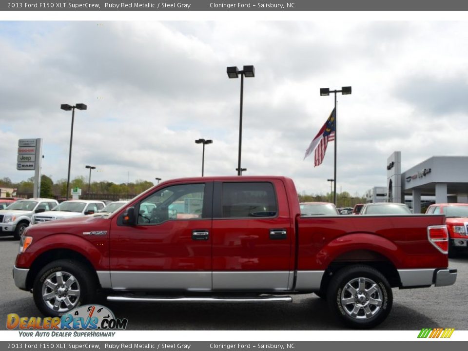 2013 Ford F150 XLT SuperCrew Ruby Red Metallic / Steel Gray Photo #5