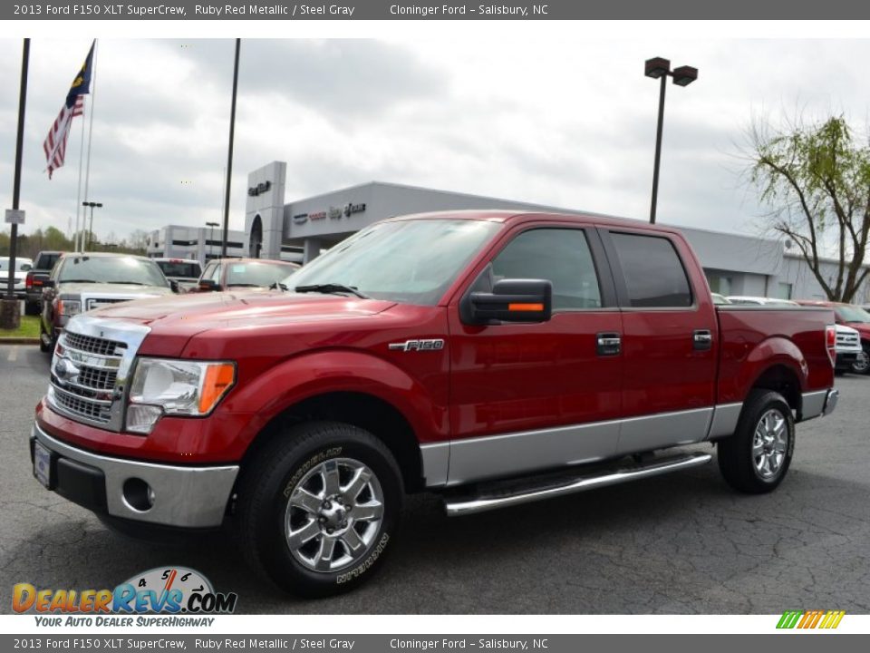 2013 Ford F150 XLT SuperCrew Ruby Red Metallic / Steel Gray Photo #6