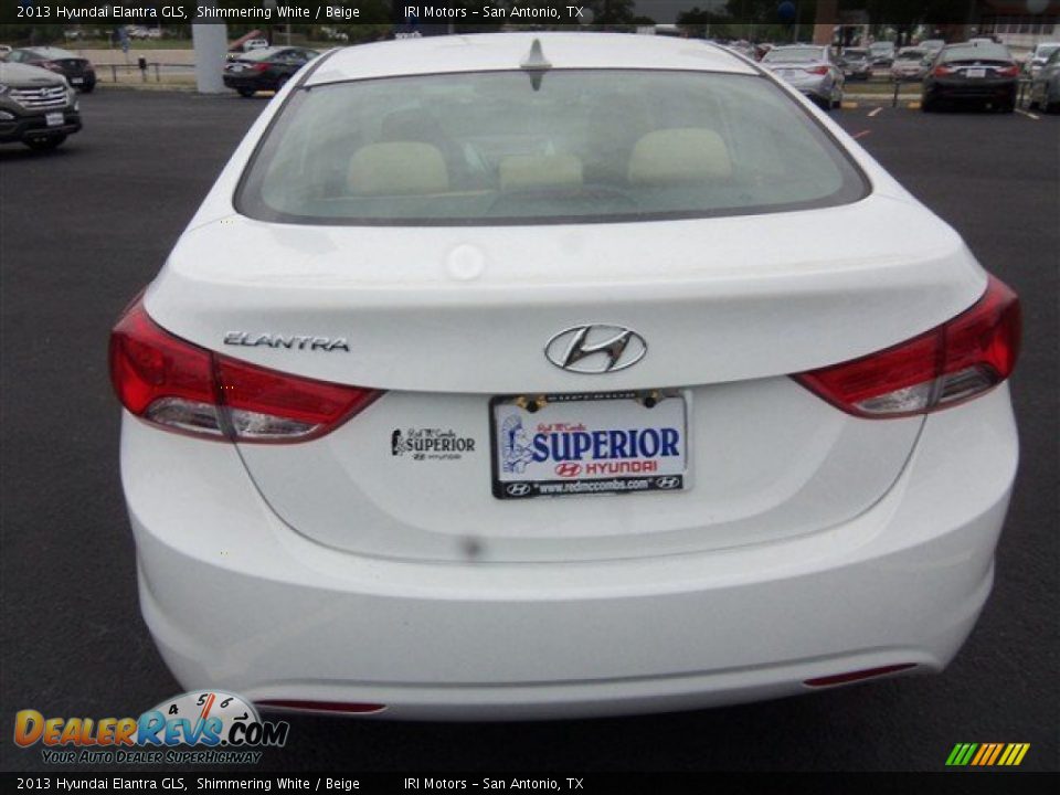 2013 Hyundai Elantra GLS Shimmering White / Beige Photo #6