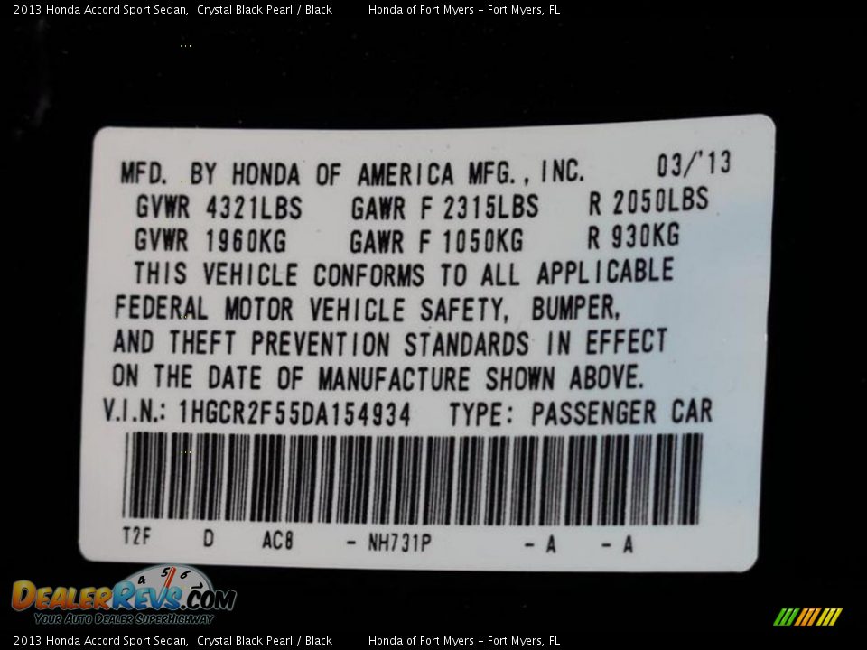 2013 Honda Accord Sport Sedan Crystal Black Pearl / Black Photo #10