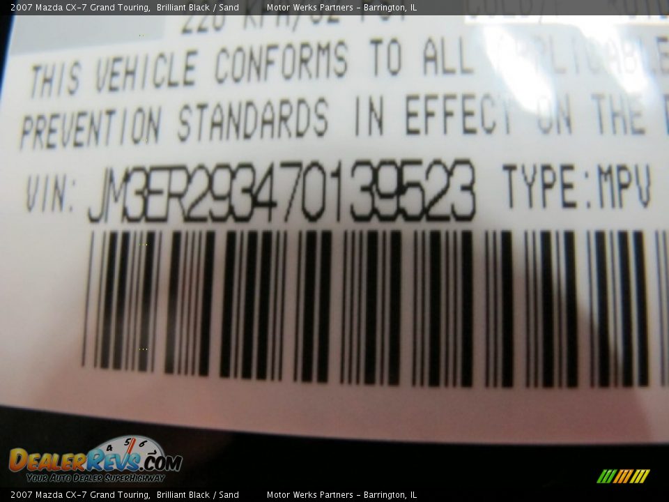 2007 Mazda CX-7 Grand Touring Brilliant Black / Sand Photo #35
