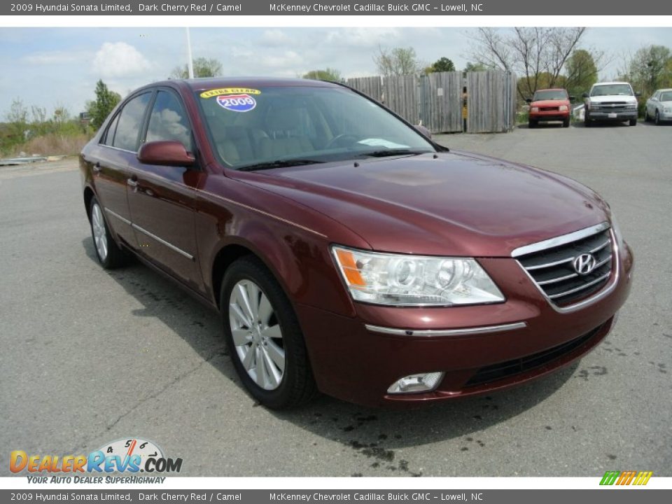 2009 Hyundai Sonata Limited Dark Cherry Red / Camel Photo #2