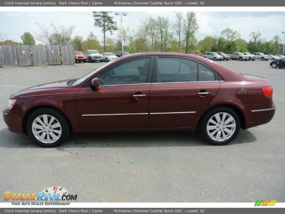 2009 Hyundai Sonata Limited Dark Cherry Red / Camel Photo #3
