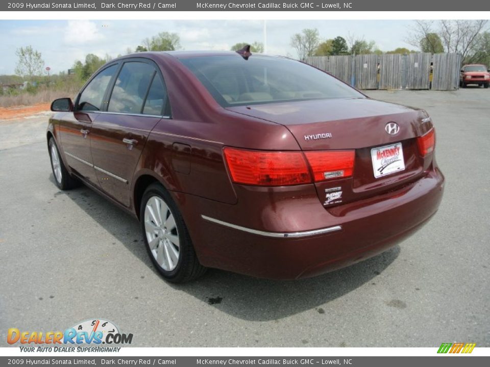 2009 Hyundai Sonata Limited Dark Cherry Red / Camel Photo #4