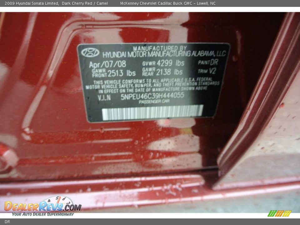 Hyundai Color Code DR Dark Cherry Red