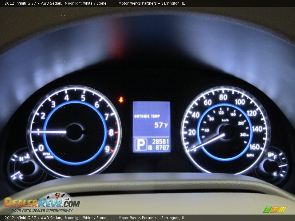 2012 Infiniti G 37 x AWD Sedan Moonlight White / Stone Photo #25