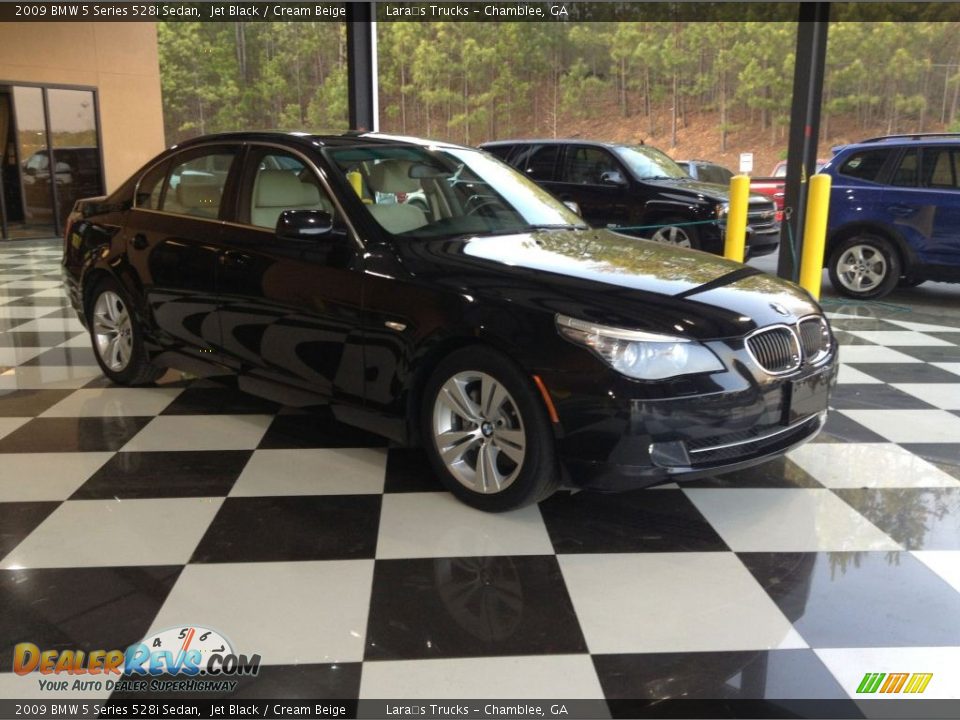 2009 BMW 5 Series 528i Sedan Jet Black / Cream Beige Photo #1