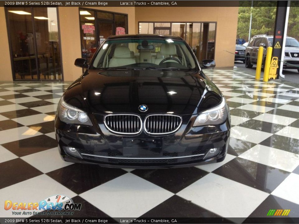 2009 BMW 5 Series 528i Sedan Jet Black / Cream Beige Photo #2