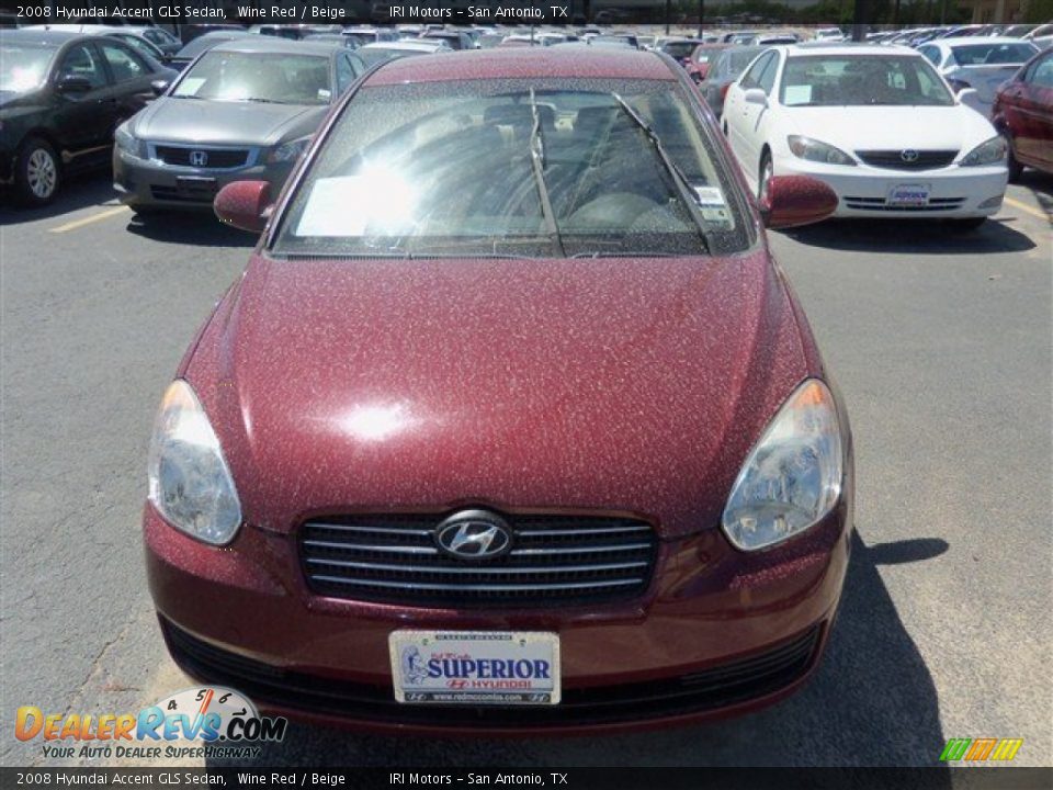 2008 Hyundai Accent GLS Sedan Wine Red / Beige Photo #1