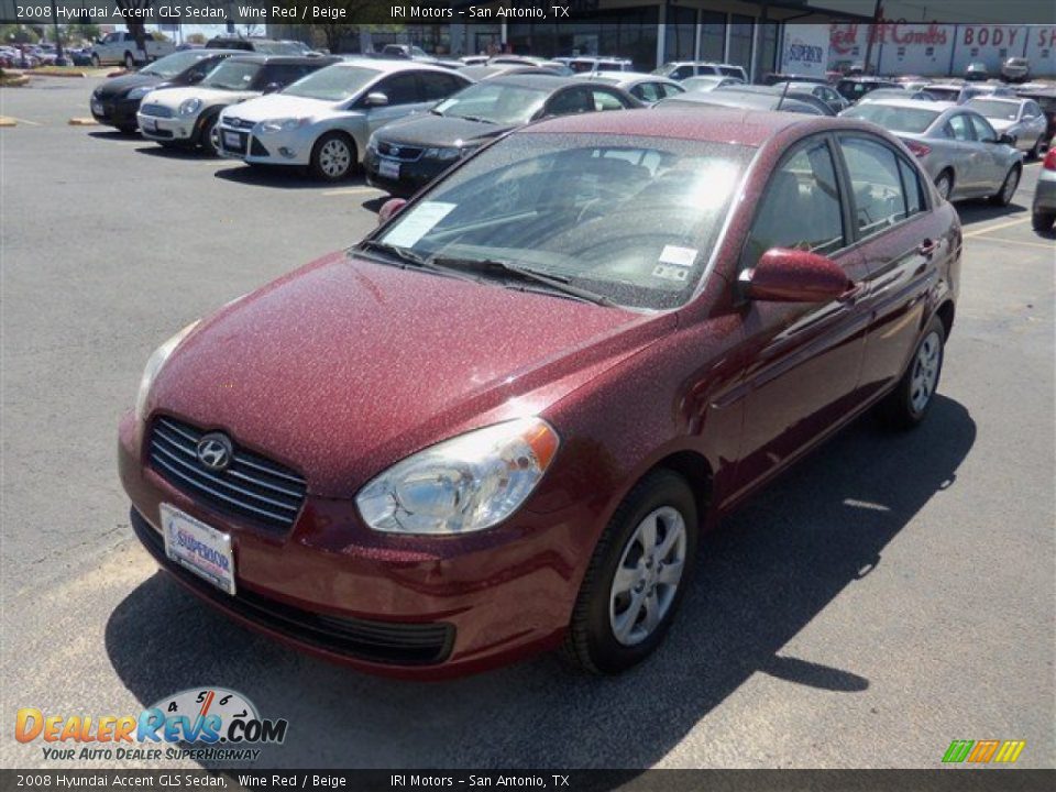 2008 Hyundai Accent GLS Sedan Wine Red / Beige Photo #2