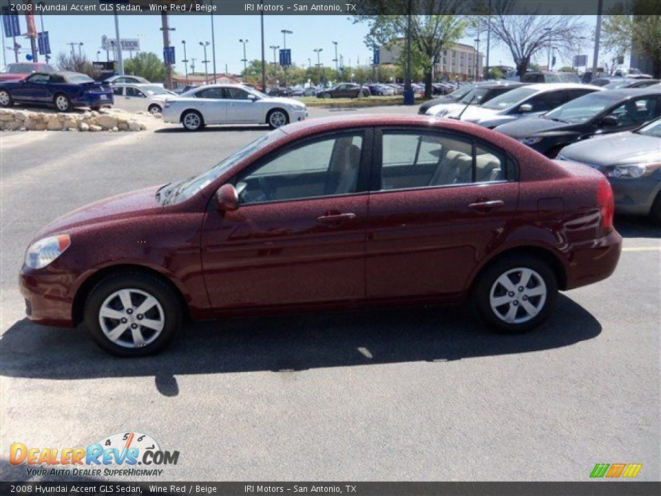 2008 Hyundai Accent GLS Sedan Wine Red / Beige Photo #4