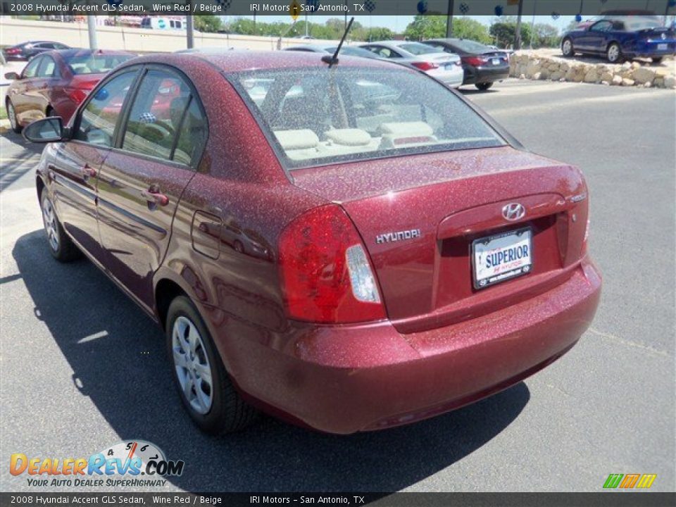 2008 Hyundai Accent GLS Sedan Wine Red / Beige Photo #5