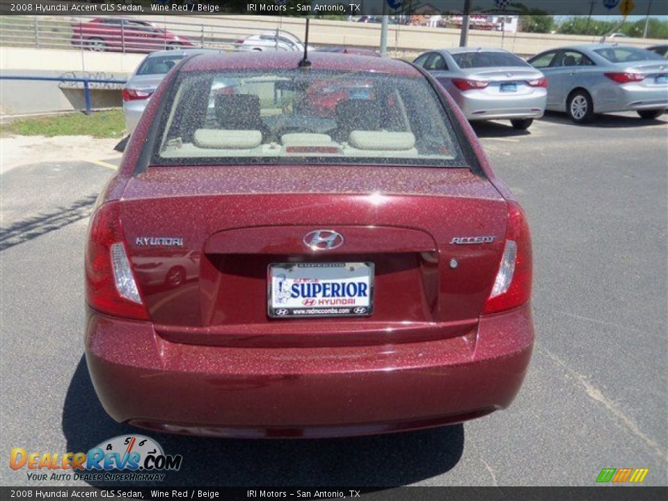 2008 Hyundai Accent GLS Sedan Wine Red / Beige Photo #6