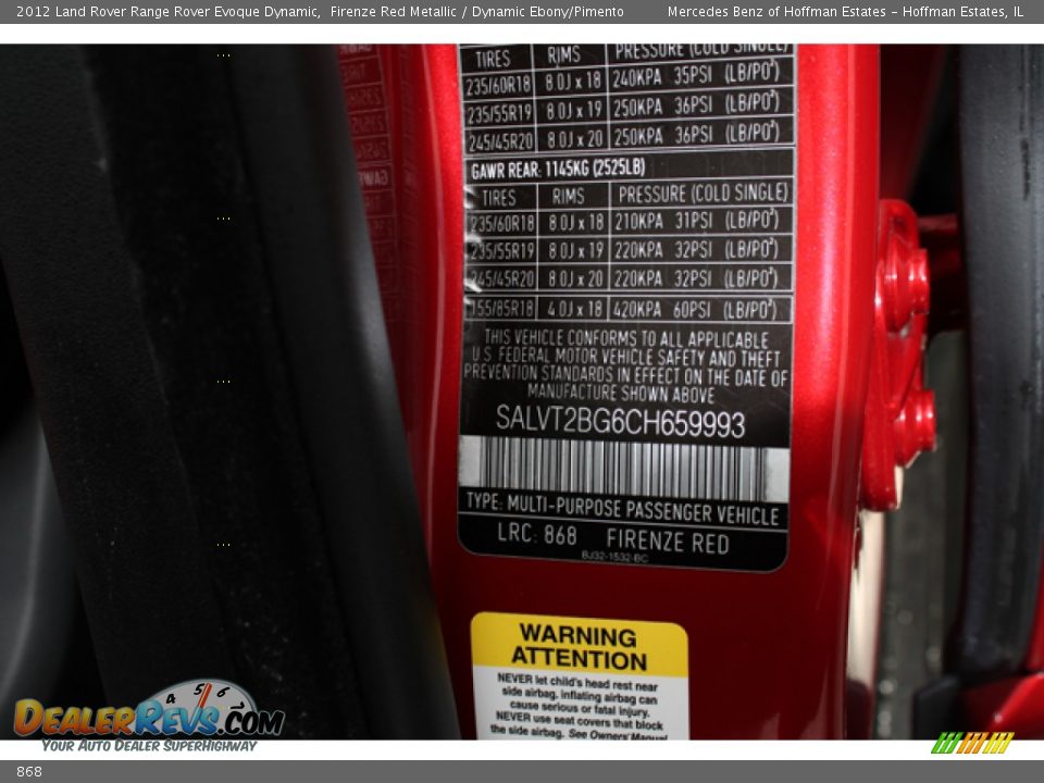 Land Rover Color Code 868 Firenze Red Metallic