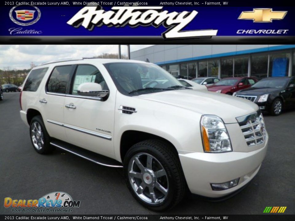 2013 Cadillac Escalade Luxury AWD White Diamond Tricoat / Cashmere/Cocoa Photo #1