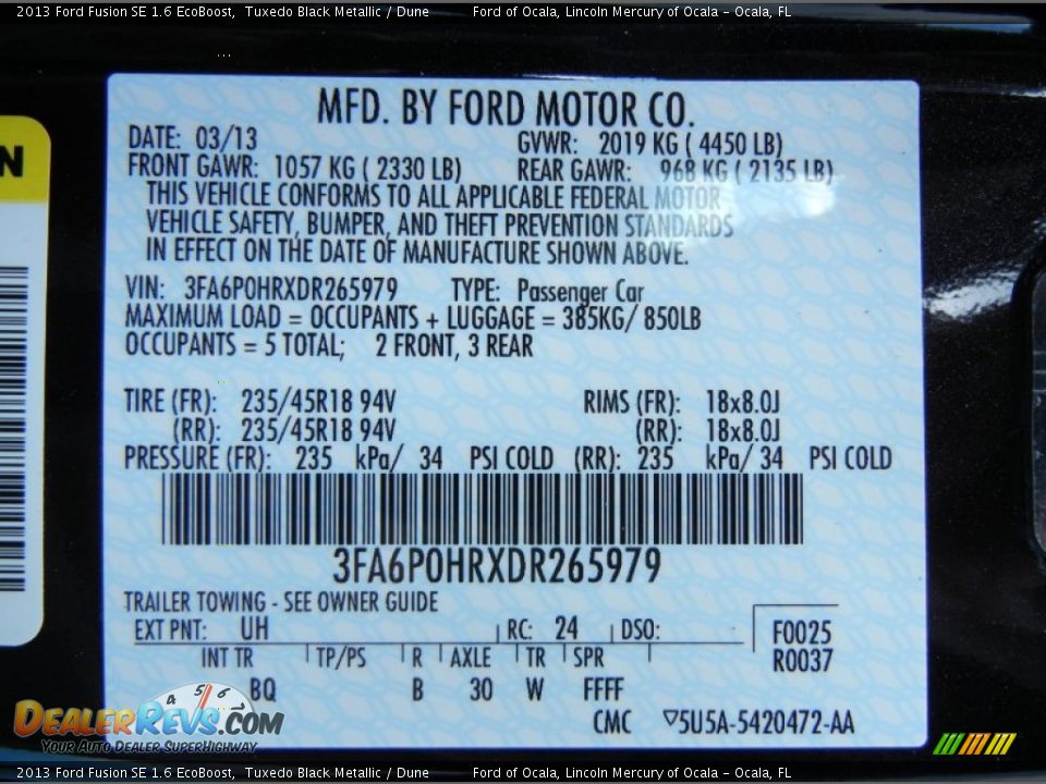 2013 Ford Fusion SE 1.6 EcoBoost Tuxedo Black Metallic / Dune Photo #13