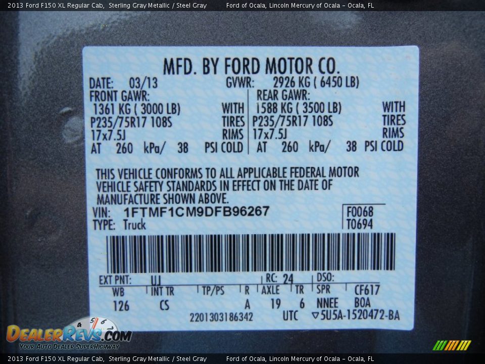 2013 Ford F150 XL Regular Cab Sterling Gray Metallic / Steel Gray Photo #11