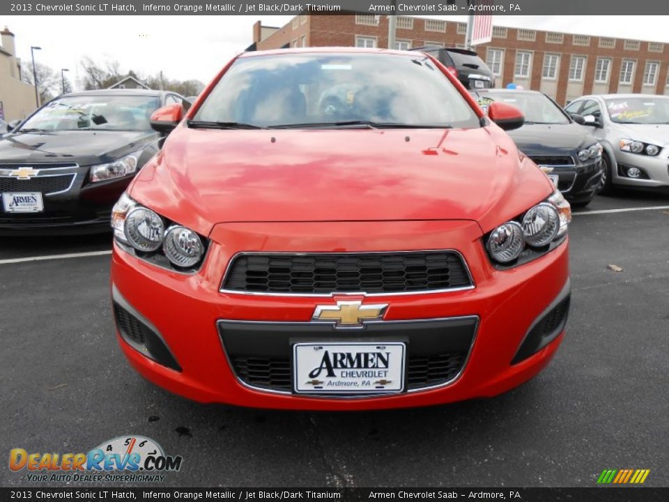 2013 Chevrolet Sonic LT Hatch Inferno Orange Metallic / Jet Black/Dark Titanium Photo #2