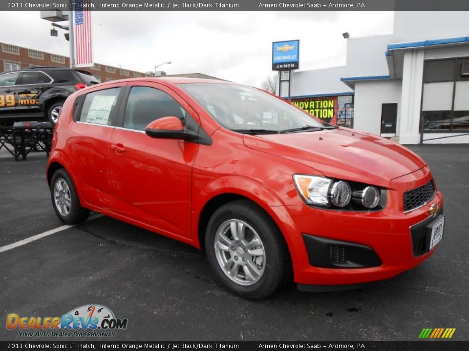 2013 Chevrolet Sonic LT Hatch Inferno Orange Metallic / Jet Black/Dark Titanium Photo #3