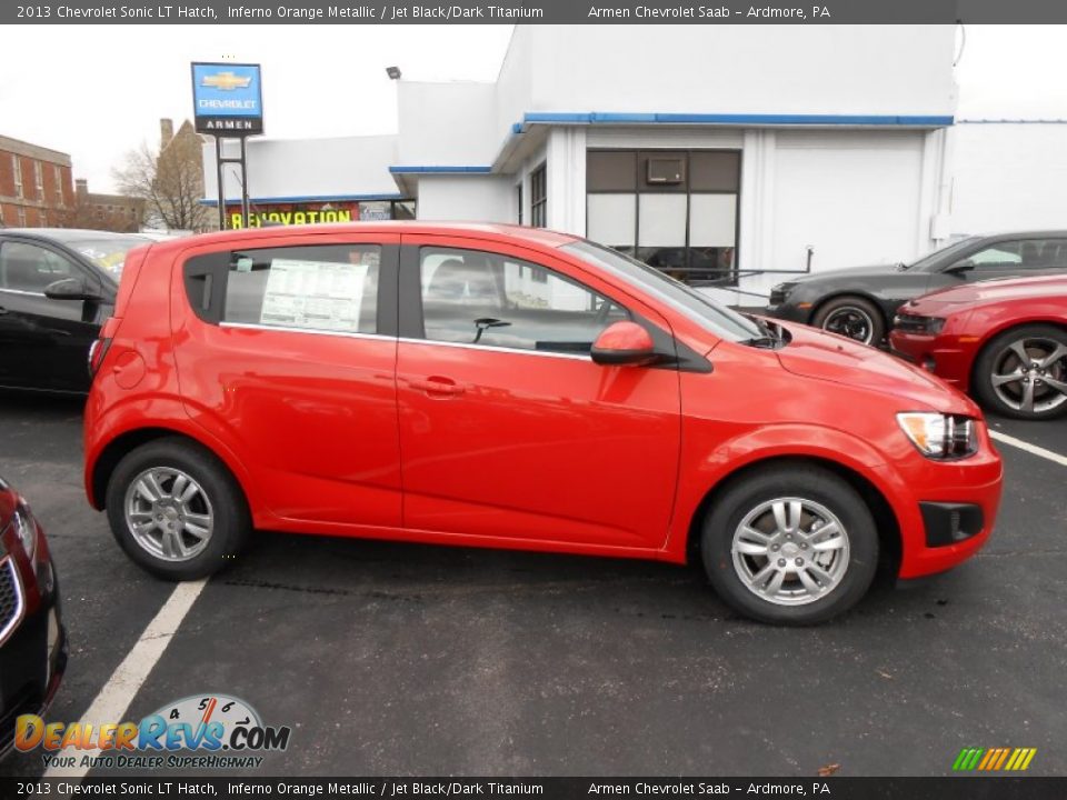 2013 Chevrolet Sonic LT Hatch Inferno Orange Metallic / Jet Black/Dark Titanium Photo #4