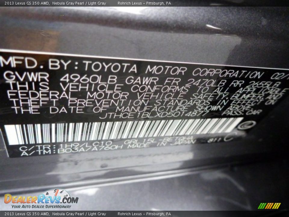 2013 Lexus GS 350 AWD Nebula Gray Pearl / Light Gray Photo #16
