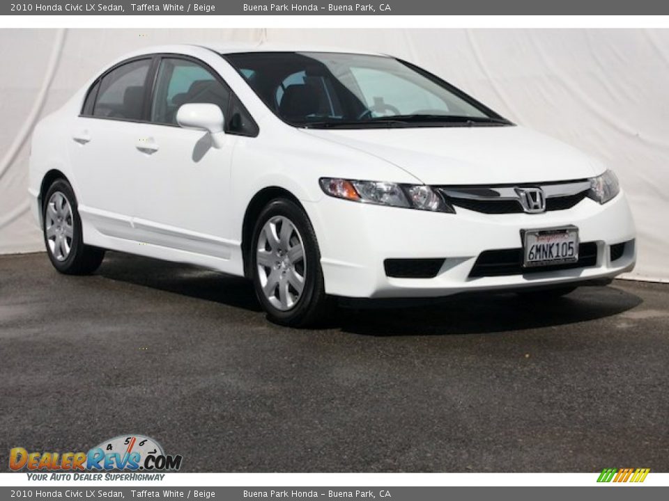 2010 Honda Civic LX Sedan Taffeta White / Beige Photo #1