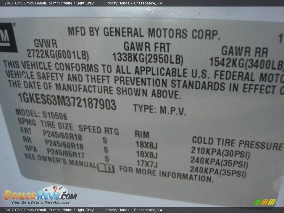 2007 GMC Envoy Denali Summit White / Light Gray Photo #23