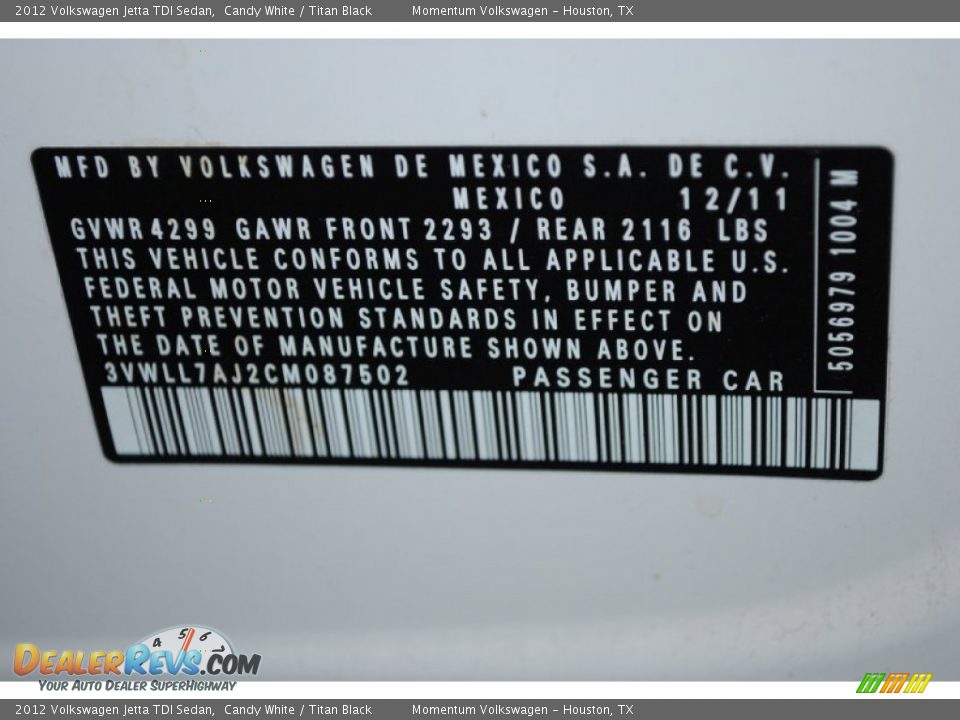 2012 Volkswagen Jetta TDI Sedan Candy White / Titan Black Photo #25