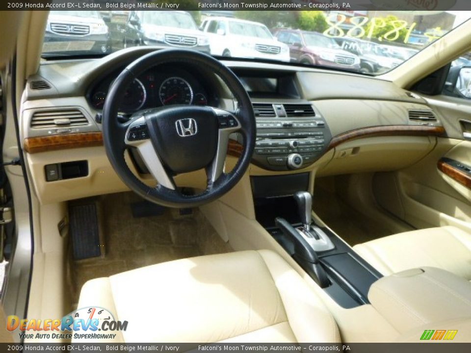 Ivory Interior - 2009 Honda Accord EX-L Sedan Photo #17