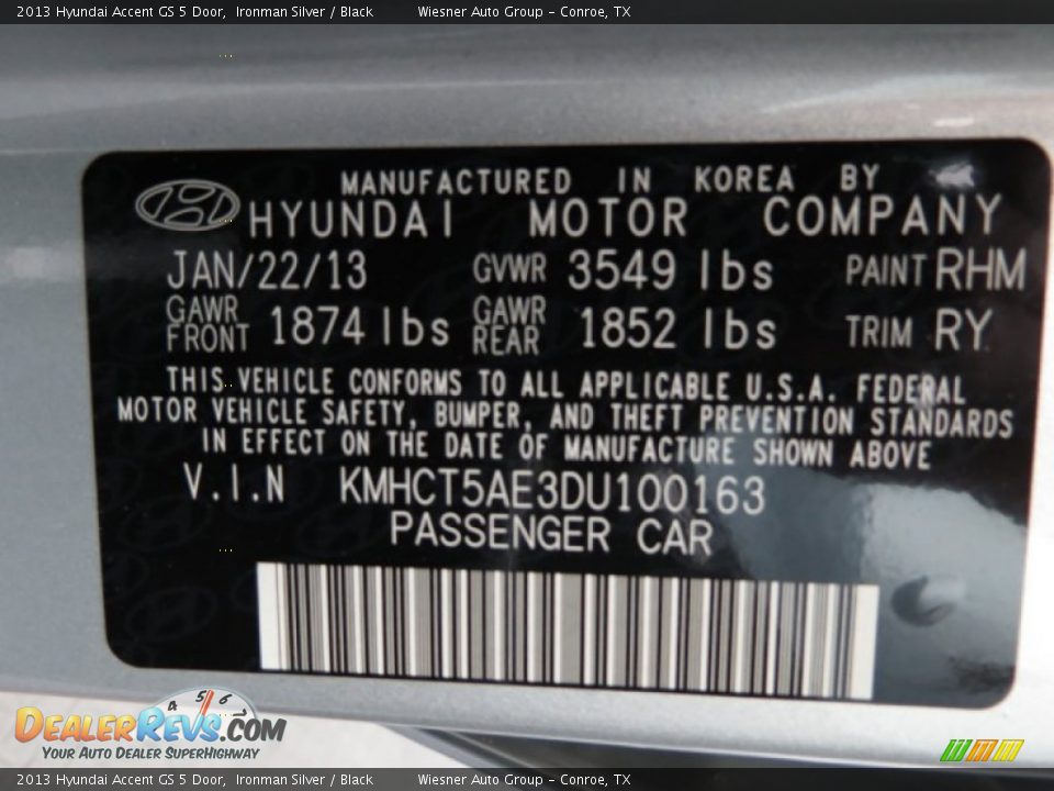 2013 Hyundai Accent GS 5 Door Ironman Silver / Black Photo #6