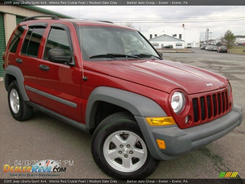 2005 Jeep Liberty Sport 4x4 Inferno Red Crystal Pearl / Medium Slate Gray Photo #3