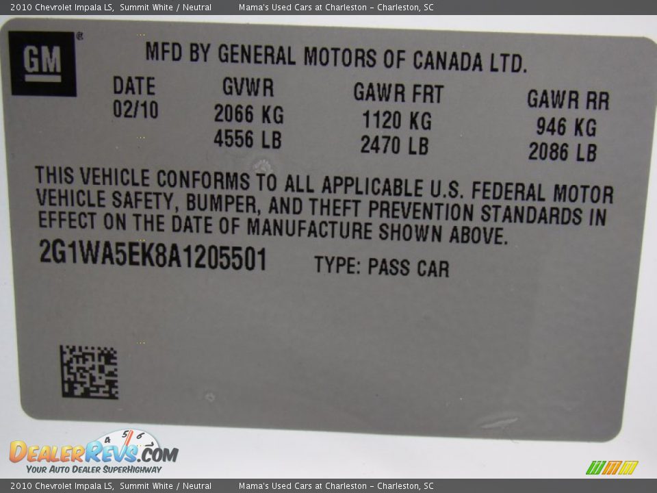 2010 Chevrolet Impala LS Summit White / Neutral Photo #23
