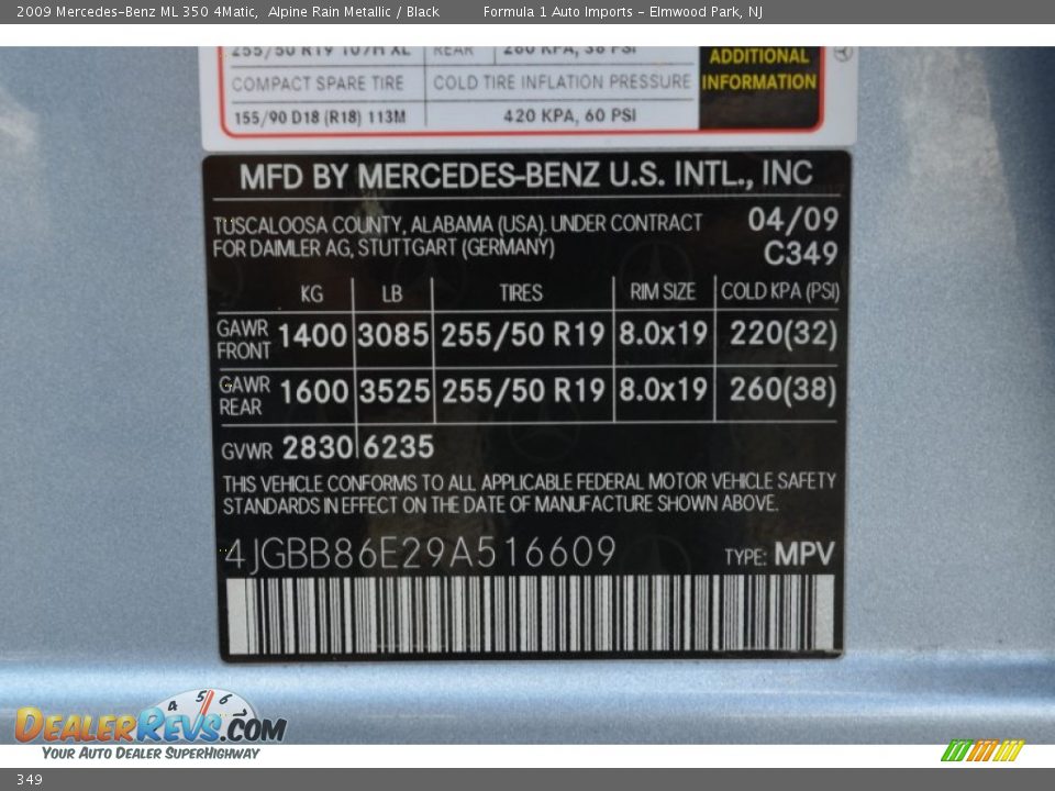 Mercedes-Benz Color Code 349 Alpine Rain Metallic