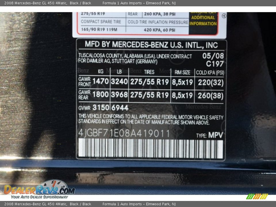 2008 Mercedes-Benz GL 450 4Matic Black / Black Photo #32